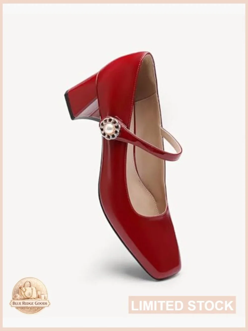 Patent Leather Mary Janes Chunky Heel Square Toe Block Heel Pumps Dress Shoes - Picture 3 of 7
